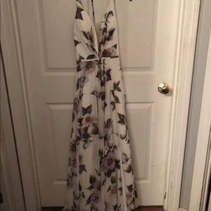 Floral floor length prom dress